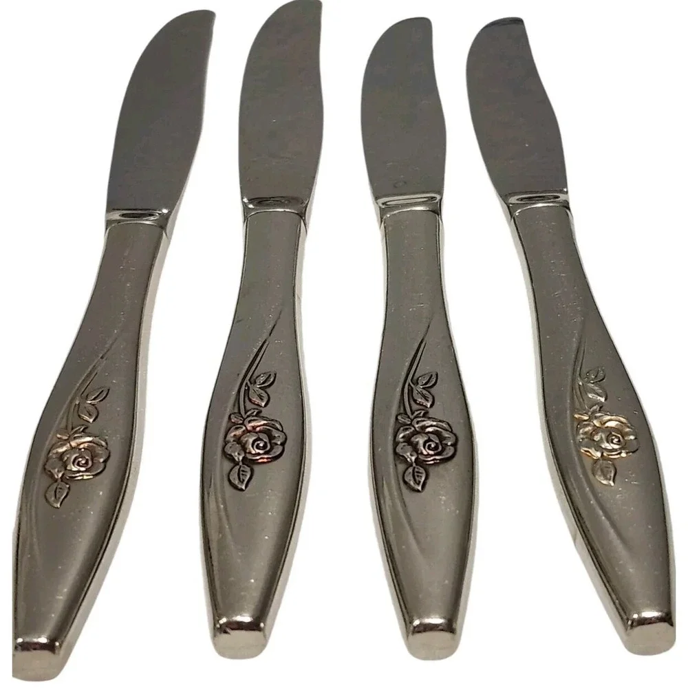 Oneida LASTING‎ ROSE Set of 4 Dinner Knives Oneidacraft Stainless Flatware